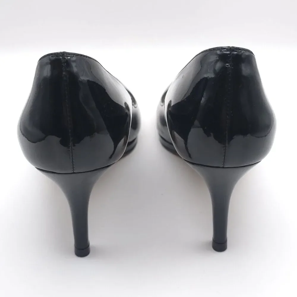 L.K. BENNETT London Black Patent Leather Pumps Heels Women 37.5‎ Made In Spain